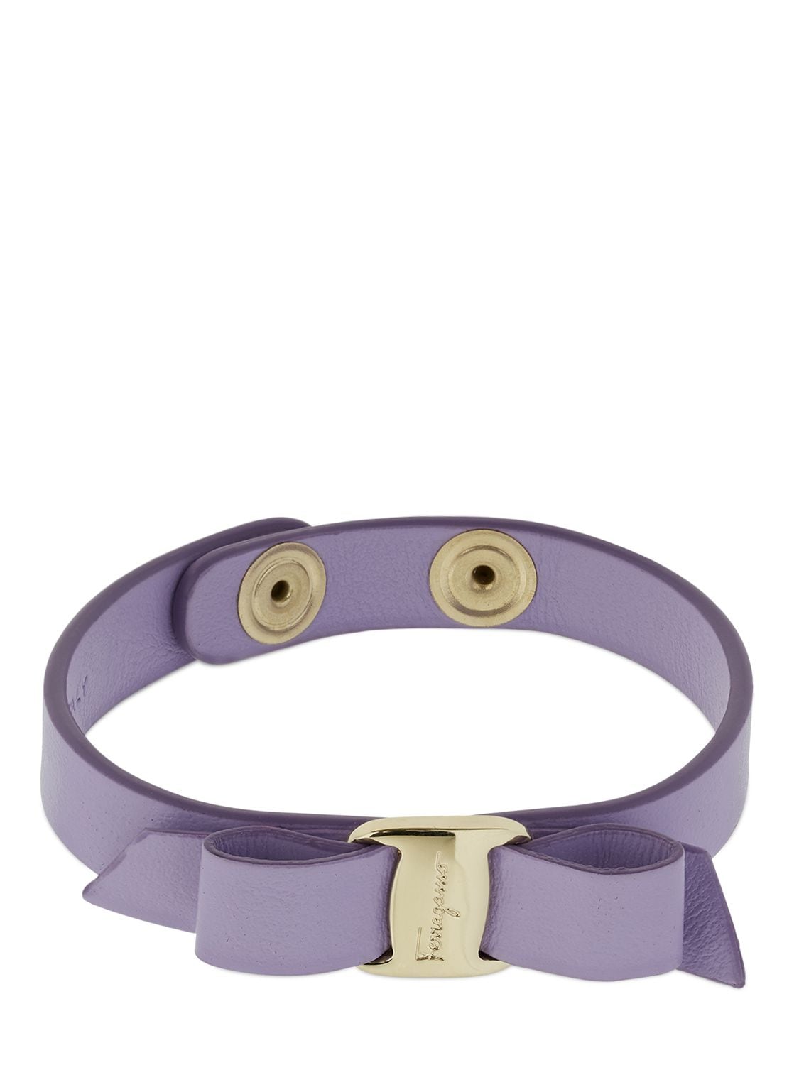 Ferragamo Vara Bow Leather Bracelet In Violet,gold