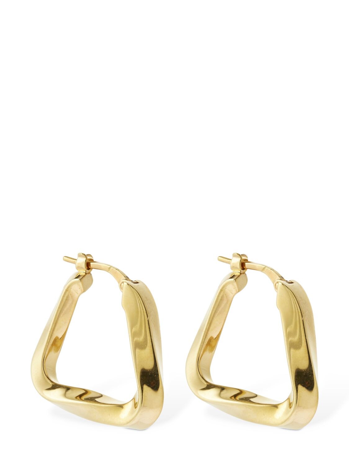 Bottega Veneta Wrinkled Squared Hoop Earrings In Gold