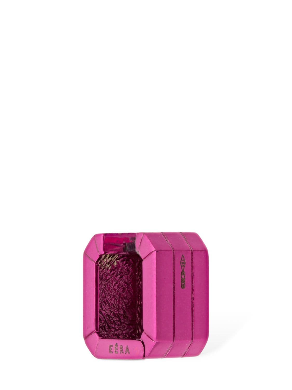 Shop Eéra Mini 18kt Gold Square Mono Earring In Fuchsia