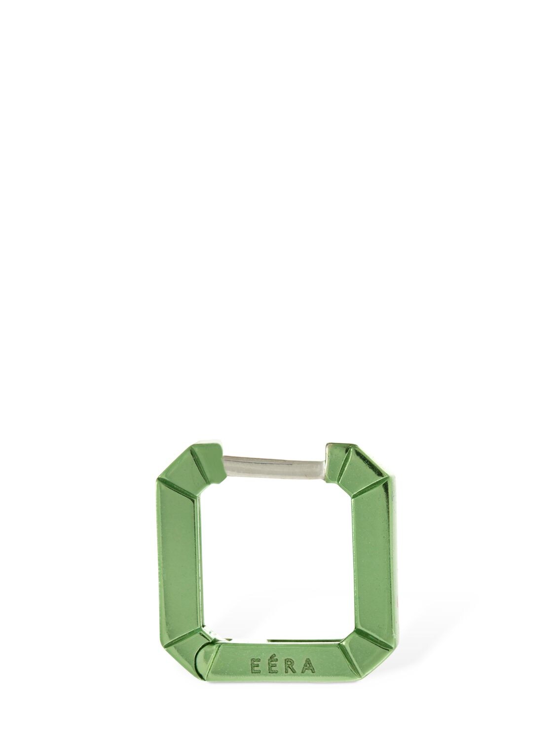 Shop Eéra Mini Eéra 18kt Gold Square Mono Earring In Green