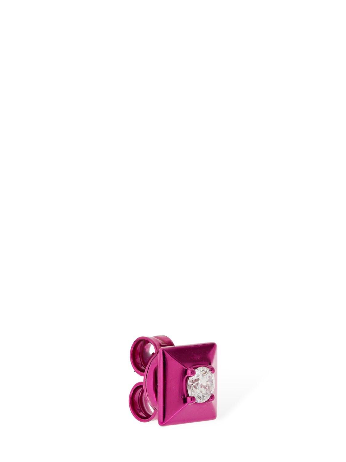 Shop Eéra Small 18kt Gold Stud Mono Earring In Fuchsia,crystal