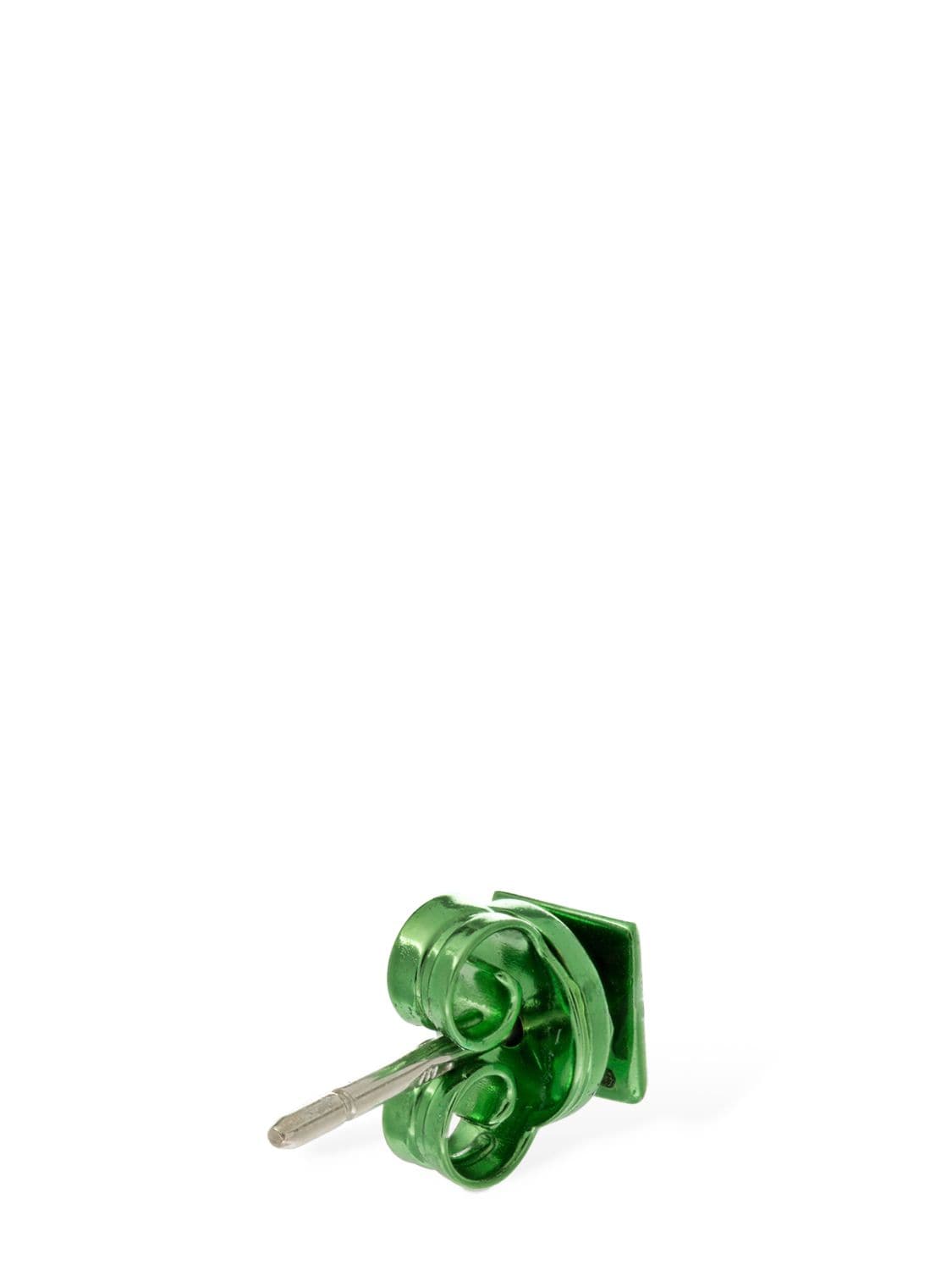 Shop Eéra Mini 18kt Gold Stud Mono Earring In Green,crystal