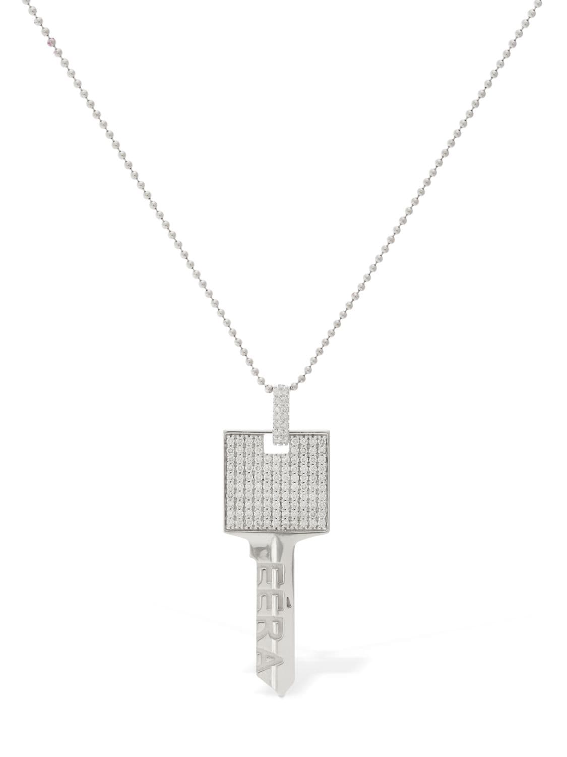 Eéra Key 18kt Gold Full Pavé Necklace In Silver
