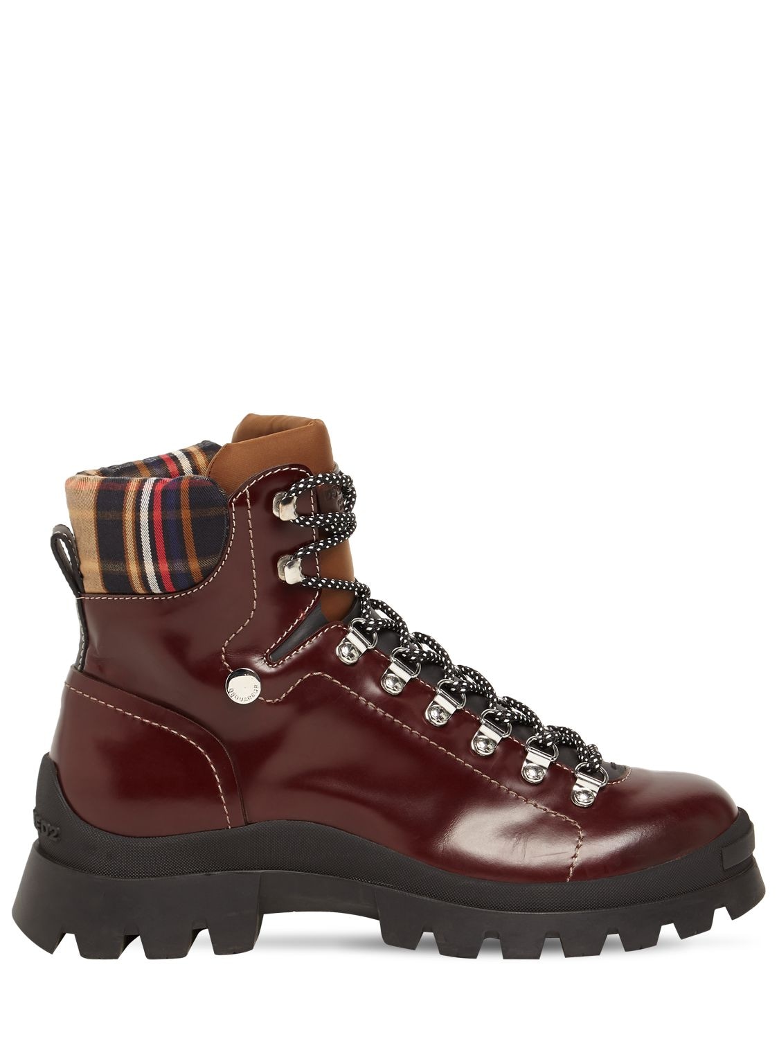 Dsquared2 Brushed Leather Tank Hiking Boots In Bordeaux | ModeSens