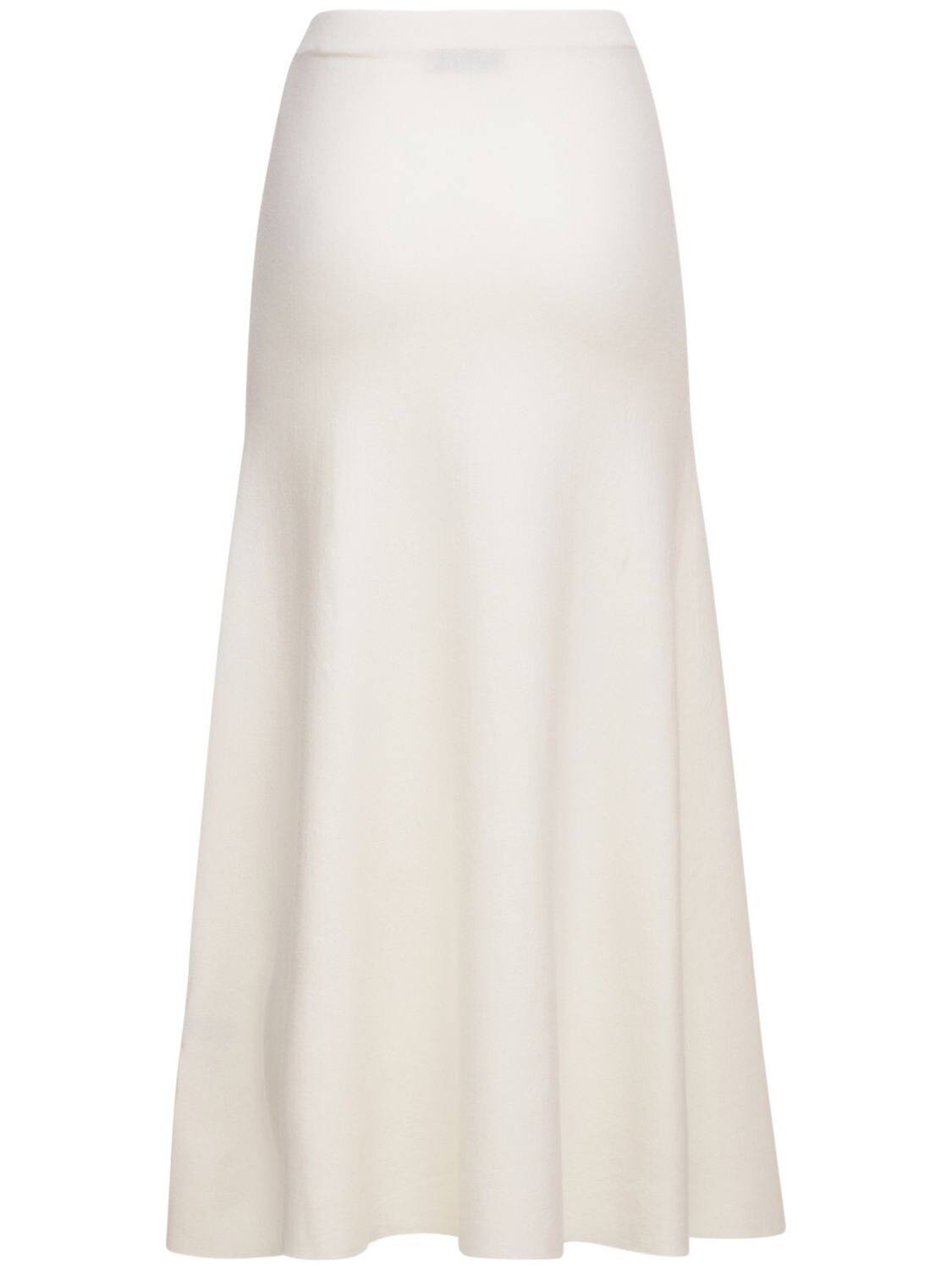 Shop Gabriela Hearst Freddie Wool Blend Knit Midi Skirt In Ivory