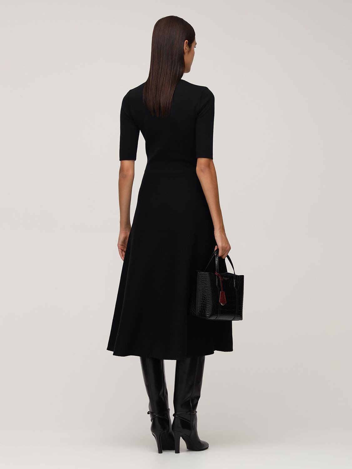 Shop Gabriela Hearst Seymore Wool Blend Knit Midi Dress In Black