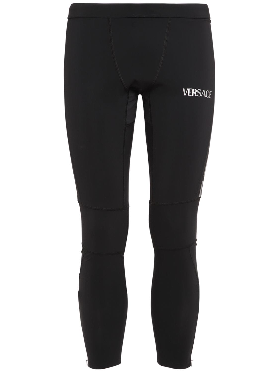 Versace Training Leggings W/reflective Details In Black