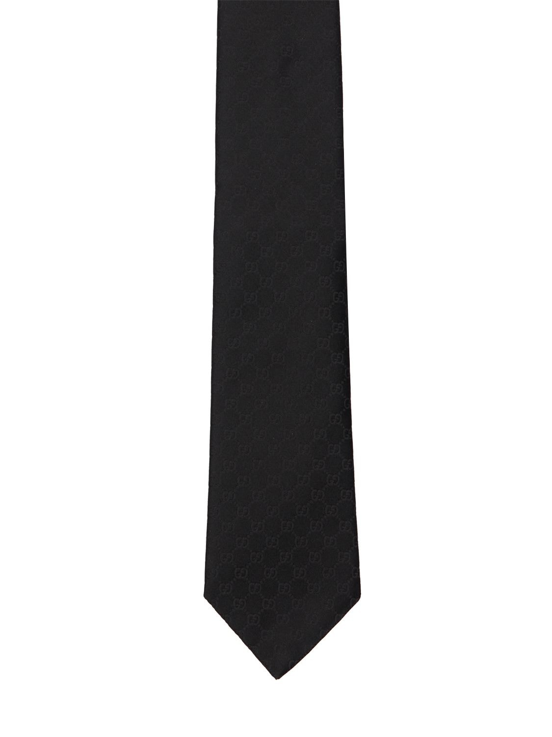 Shop Gucci 8cm Gg Silk Jacquard Tie In Black
