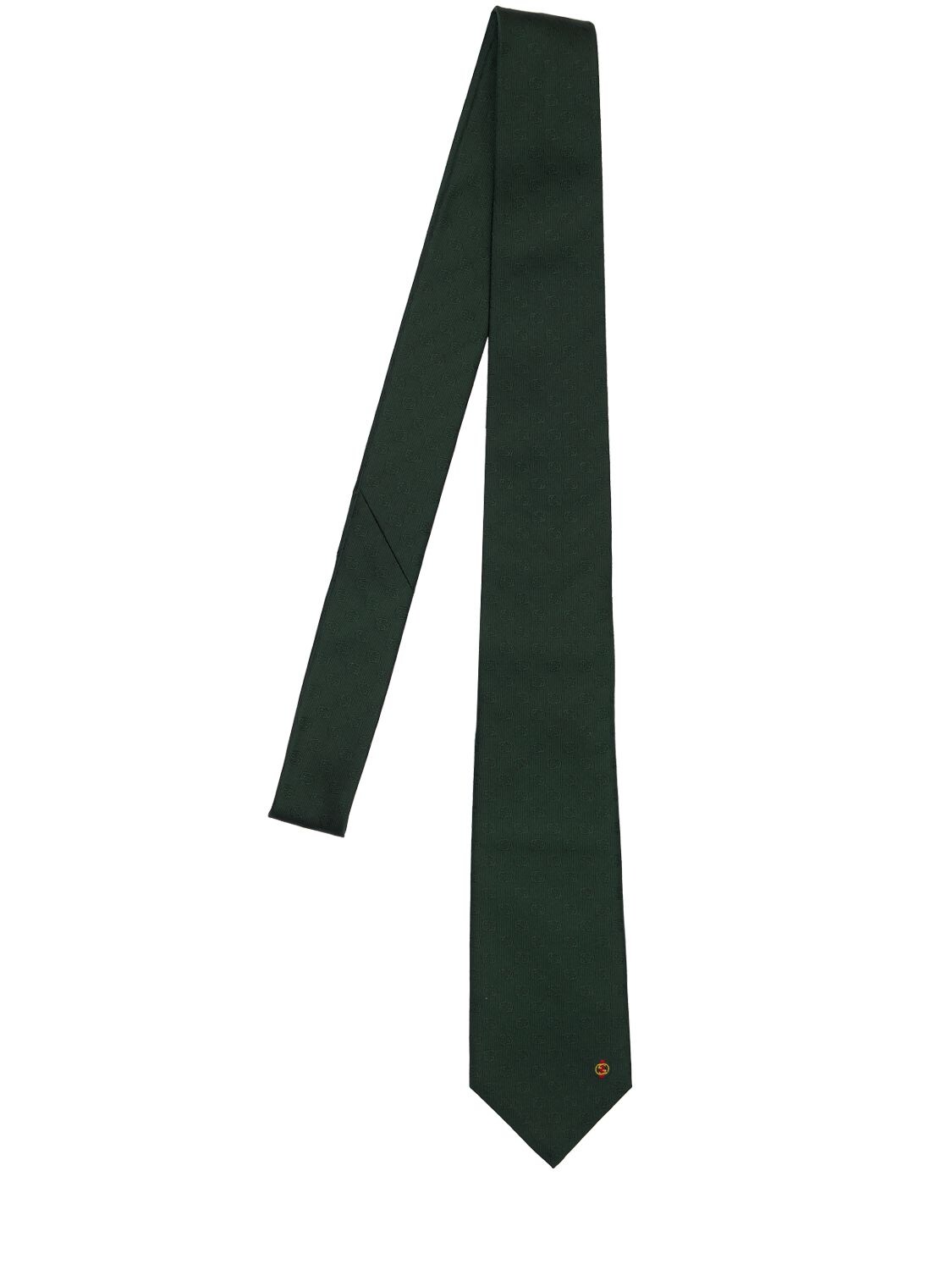 Gucci 7cm Gg Silk Tie In Dark Green