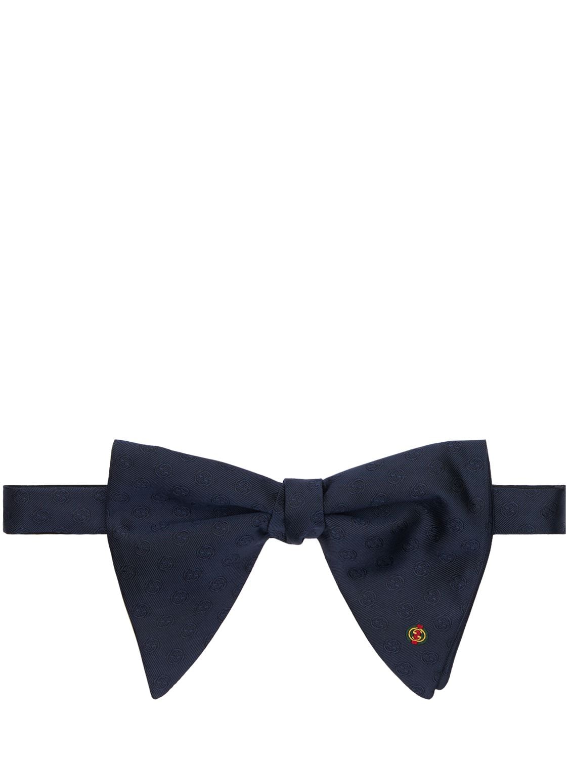 Gucci Gg Silk Bow Tie In Navy