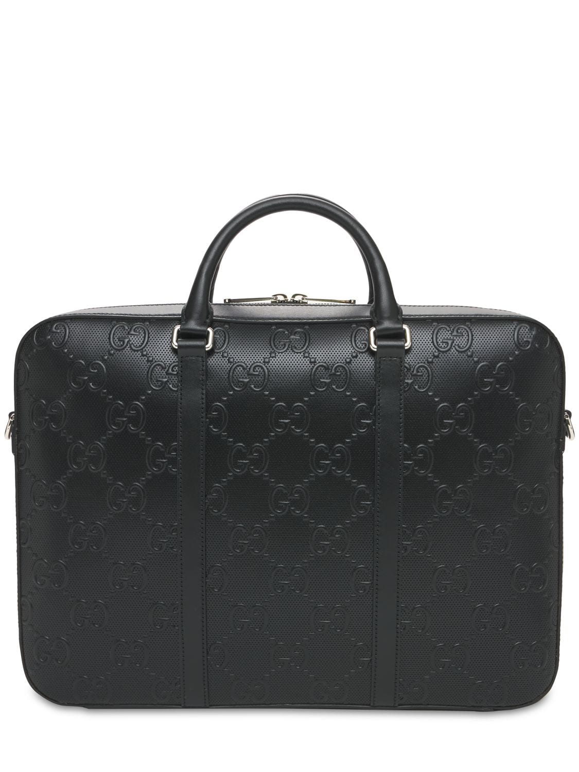 Gg Embossed Leather Briefcase