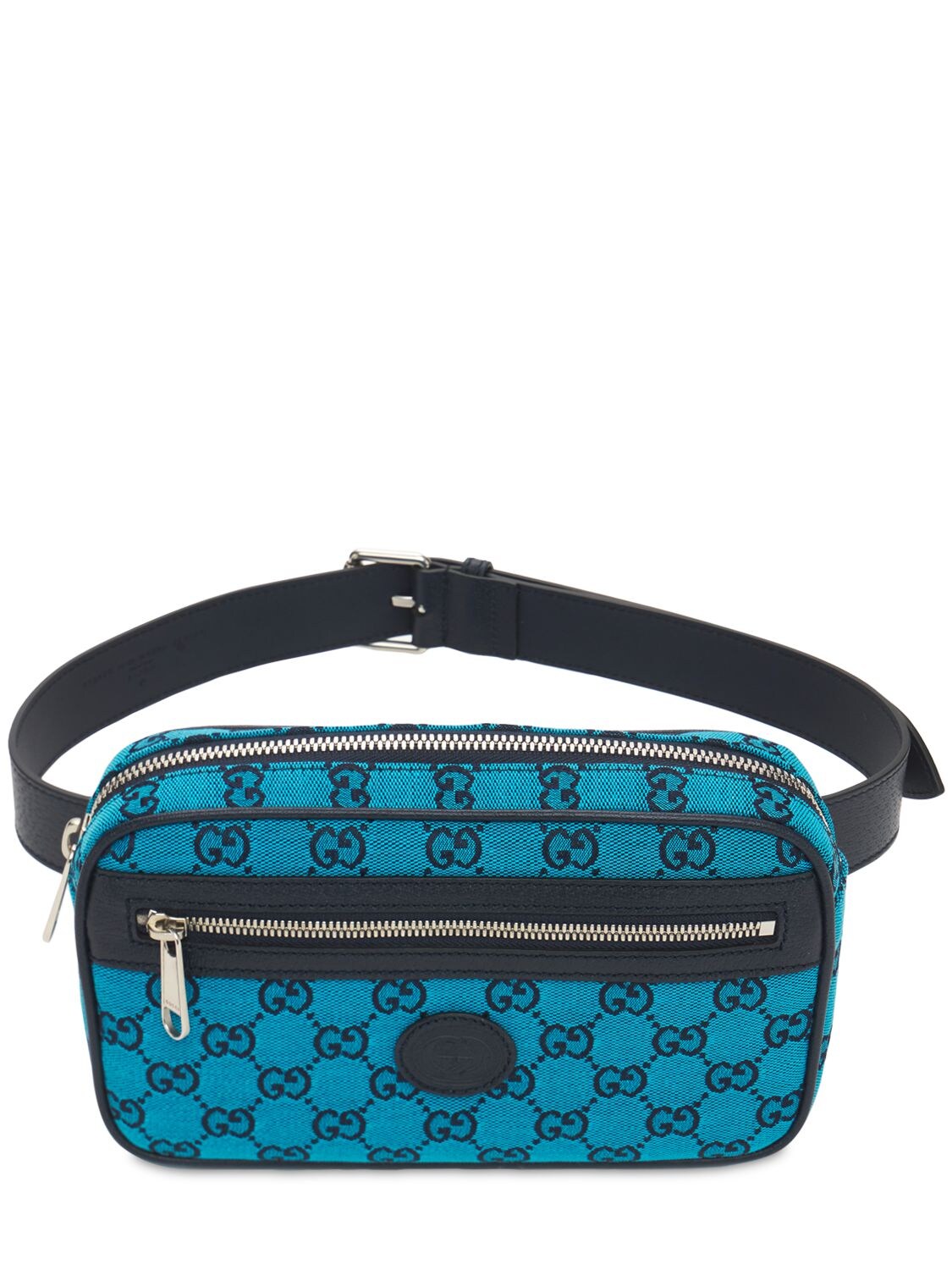 Gucci Gg Multicolor Canvas Belt Bag In Light Blue