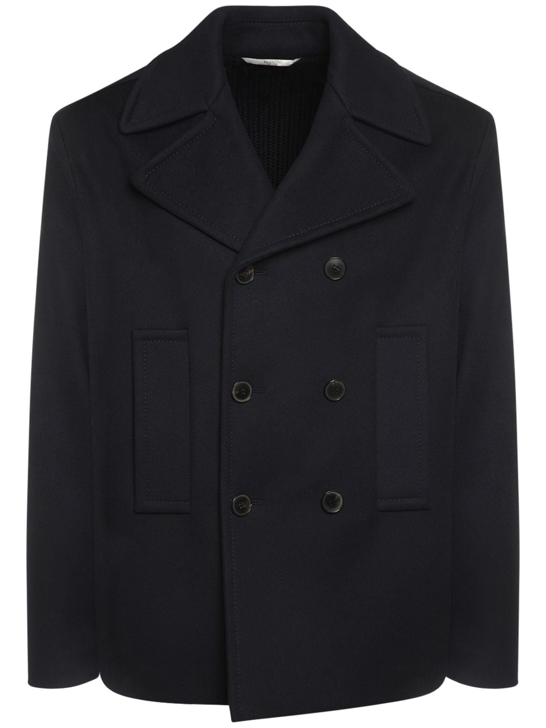 Wool & Cashmere Peacoat W/knit Back