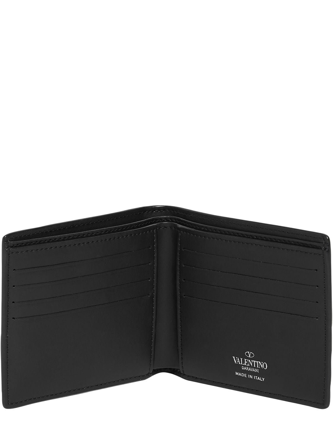 Shop Valentino Vltn Leather Billfold Wallet In Black