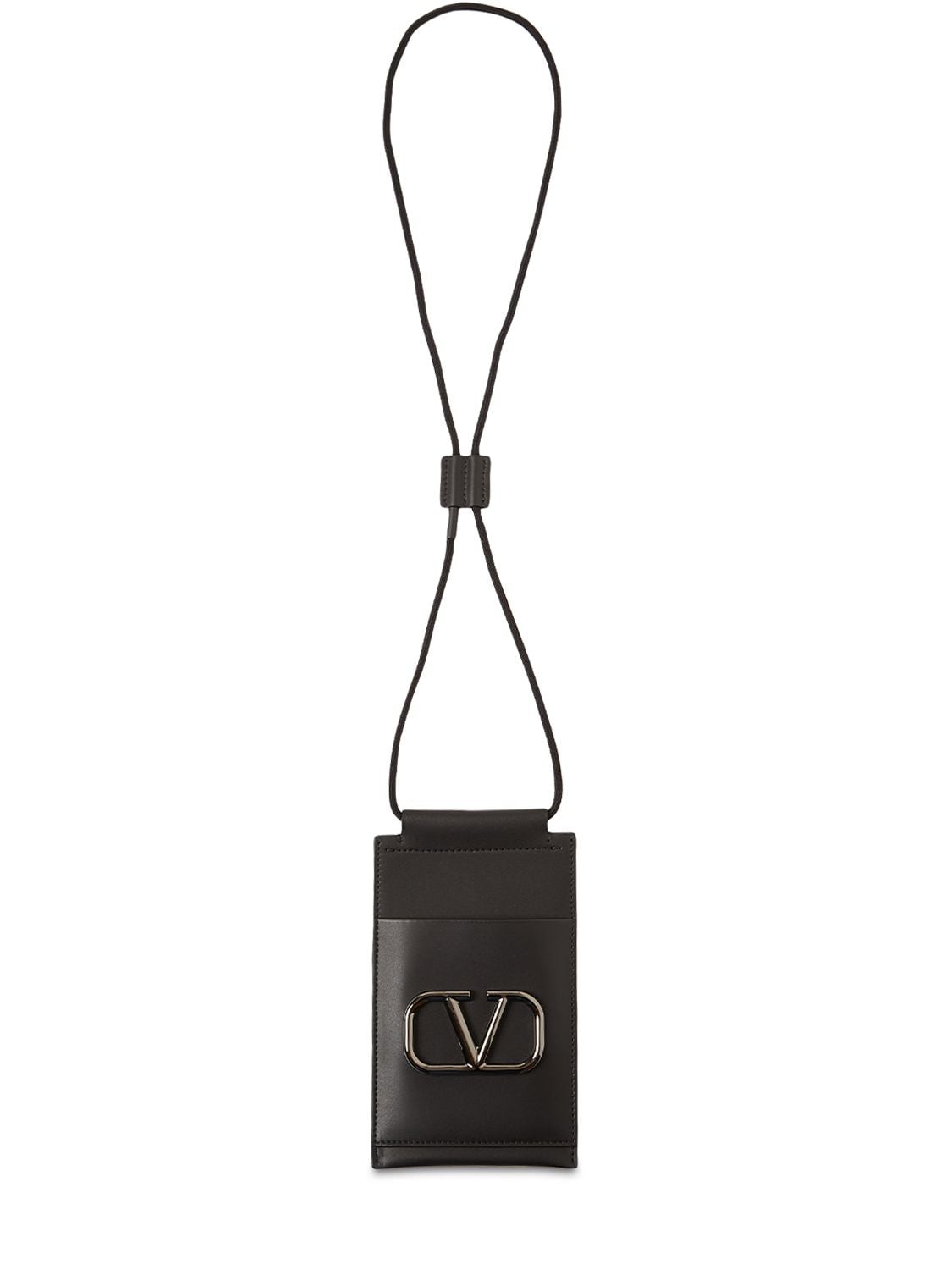 Valentino Garavani V Logo Leather Phone Case In Black