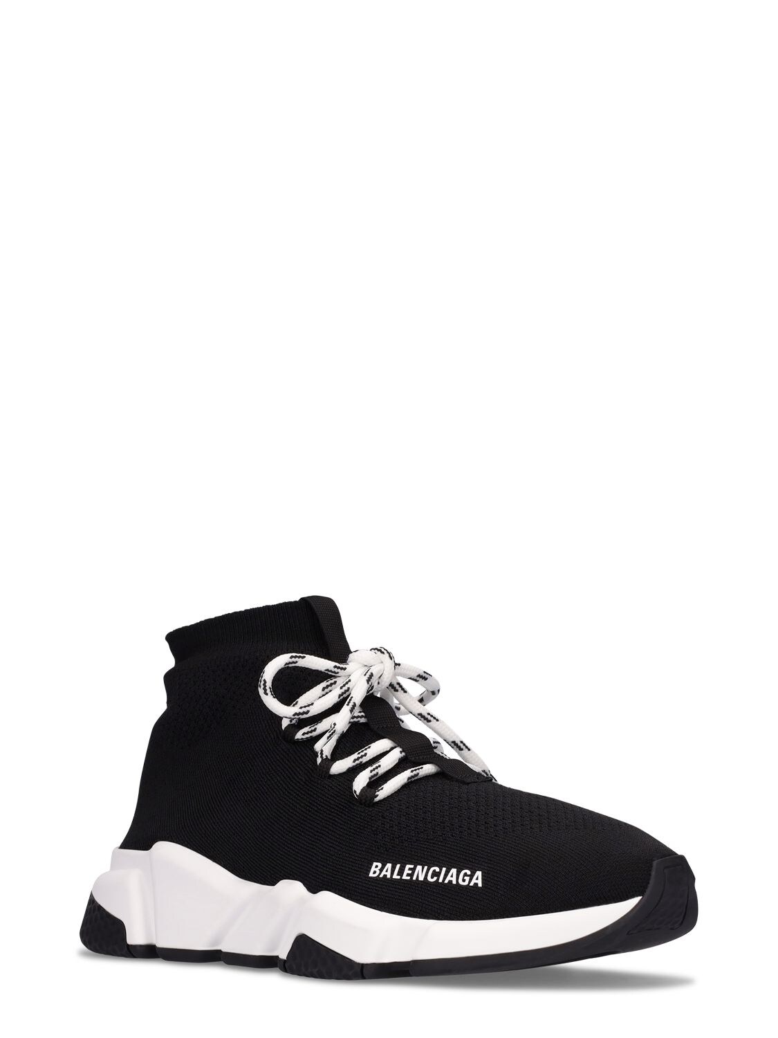 Shop Balenciaga 30mm Speed Knit Lace-up Sneakers In Black