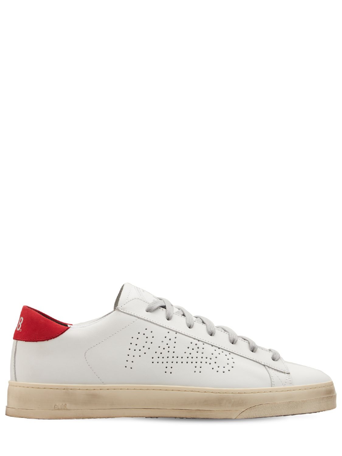 P448 Jack Leather Low Top Sneakers In White,red