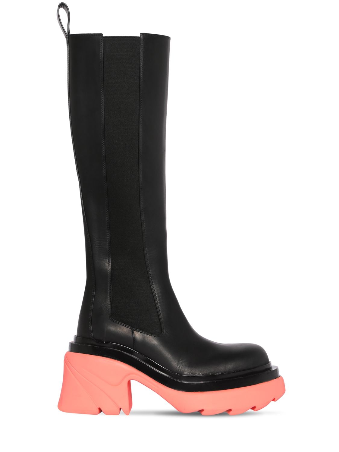 Bottega Veneta 95mm Flash Leather Tall Boots In Black,flamingo