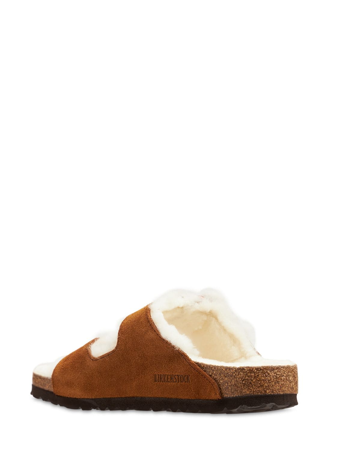 Shop Birkenstock Arizona Shearling & Suede Sandals In Light Brown