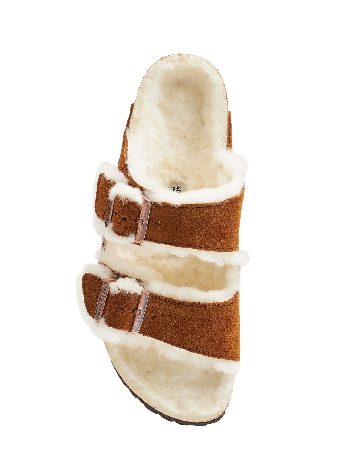 Shop Birkenstock Arizona Shearling & Suede Sandals In Light Brown