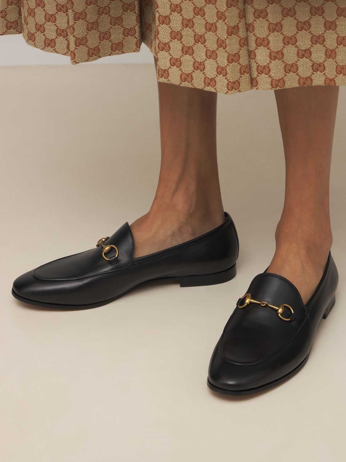 Shop Gucci 10mm Jordan Horsebit Leather Loafers In Black