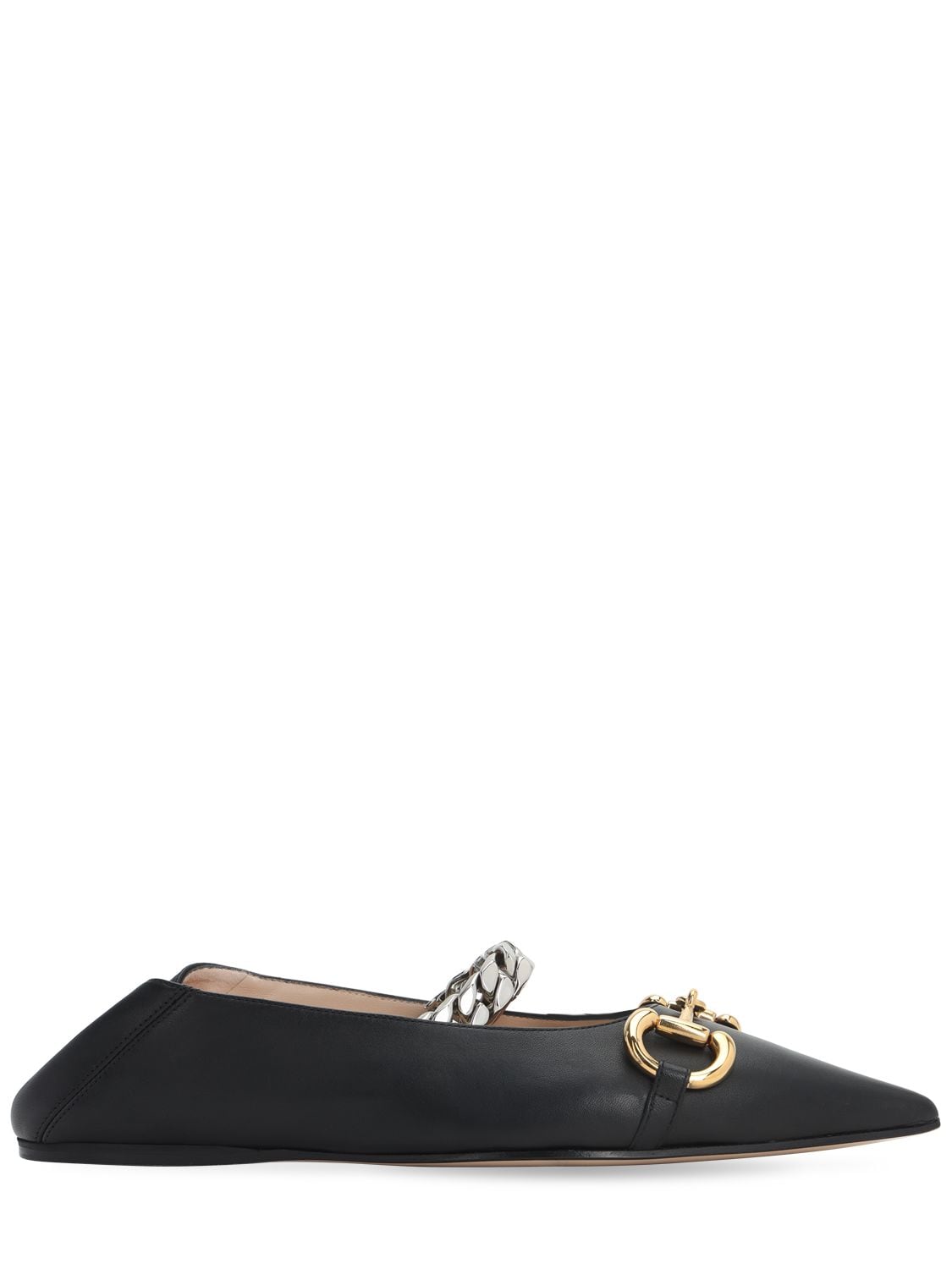 gucci deva ballet flats with chain and horsebit