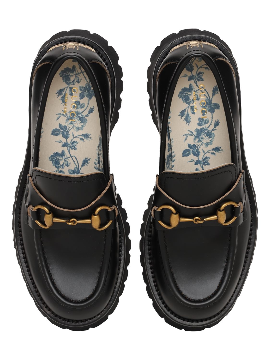 Shop Gucci 25mm Harald Leather Loafers In Black