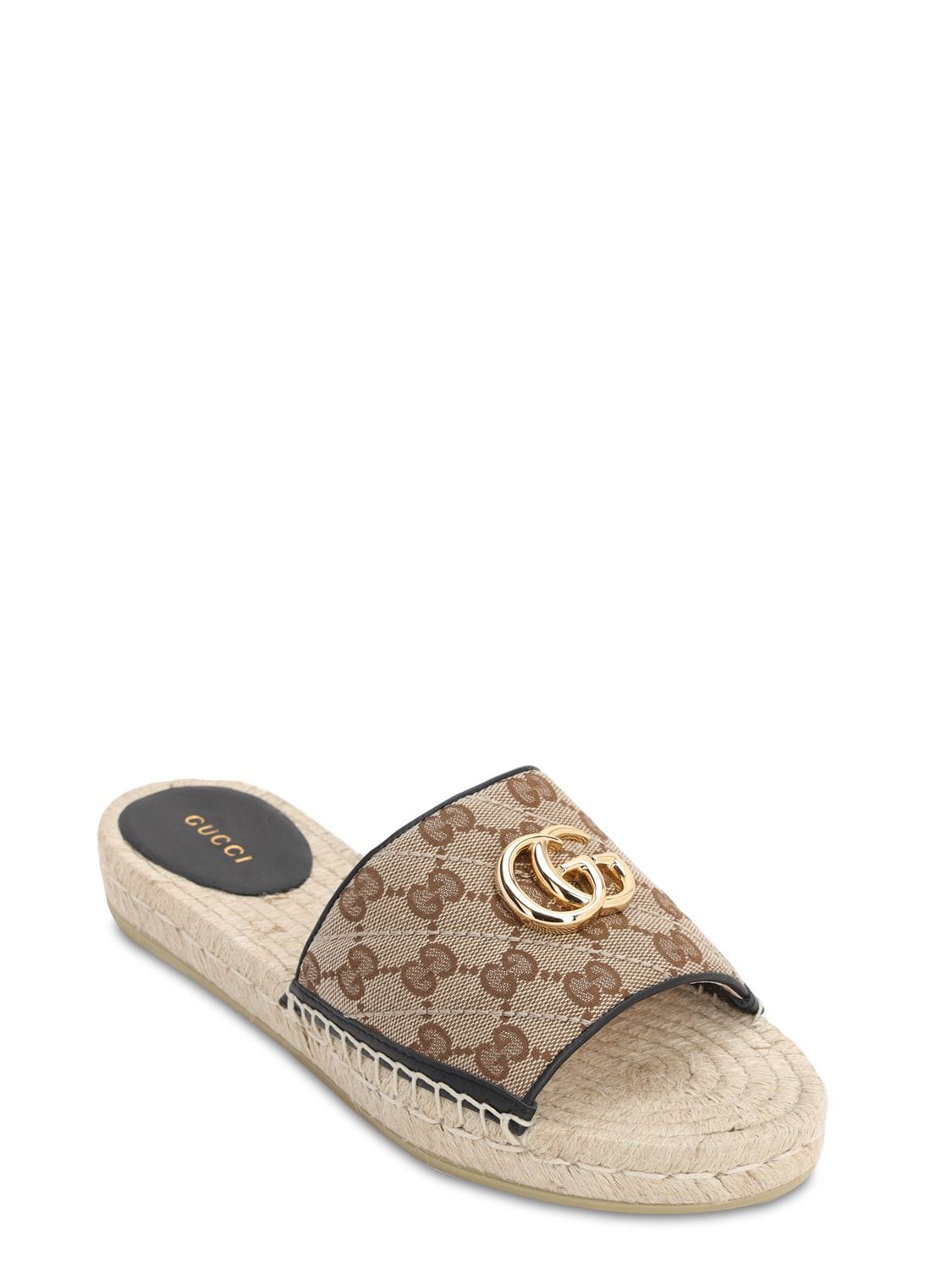 Shop Gucci 20mm Pilar Canvas Slide Espadrilles In Brown,black