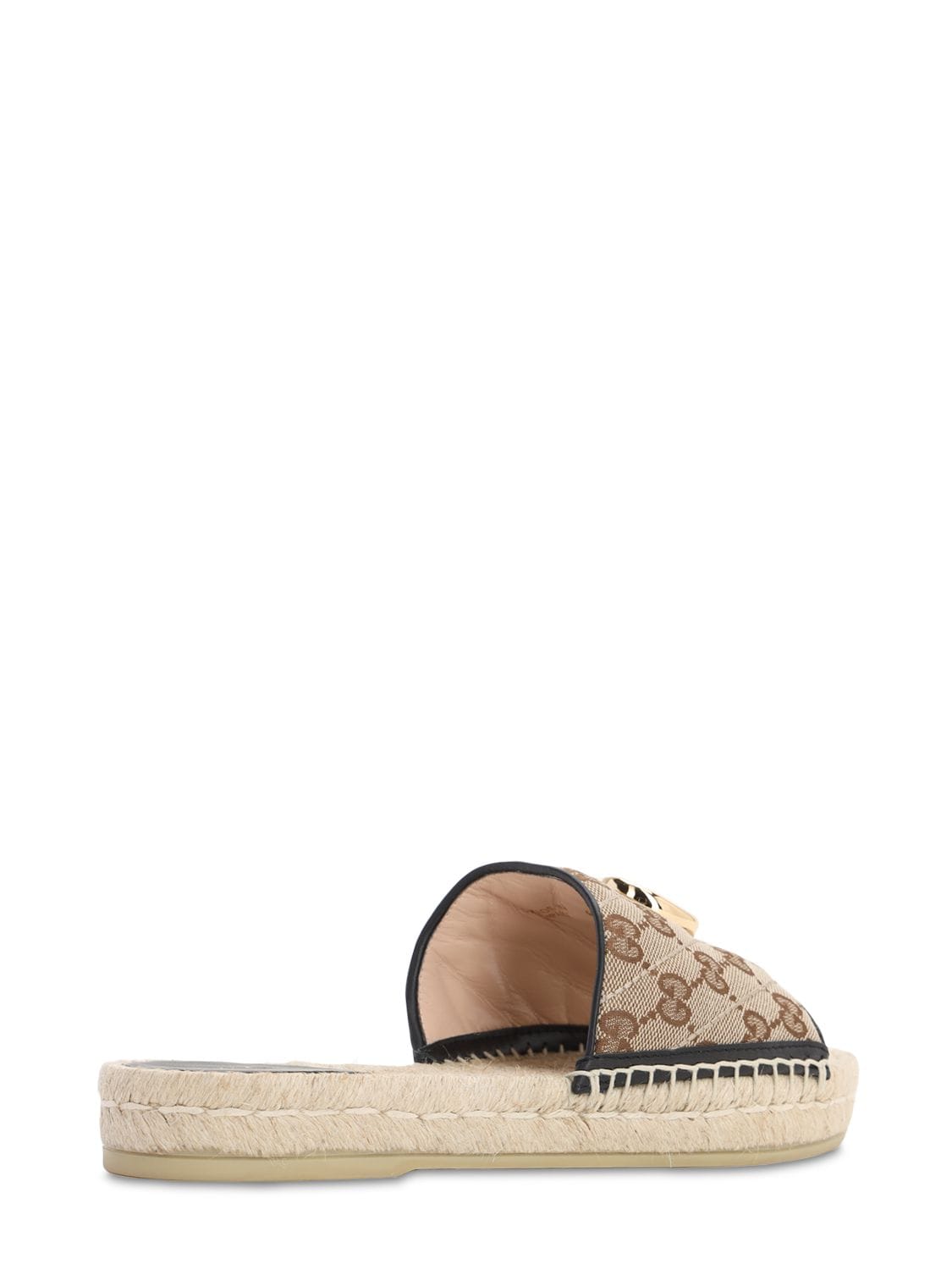 Shop Gucci 20mm Pilar Canvas Slide Espadrilles In Brown,black