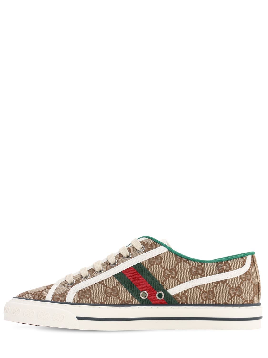 Shop Gucci 10mm  Tennis 1977 Canvas Sneakers In Brown,green