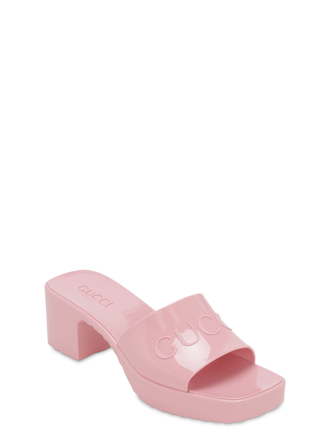 Gucci Pink Rubber Slide Sandals | ModeSens