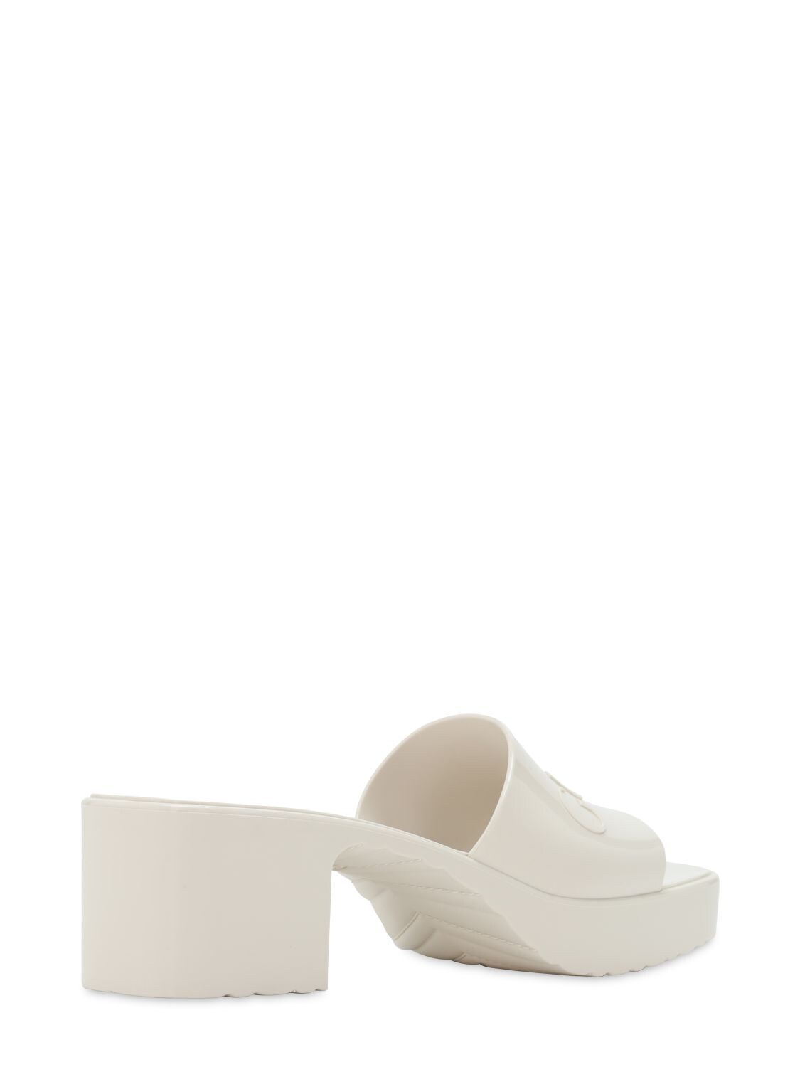 Shop Gucci 60mm Rubber Slide Sandals In White