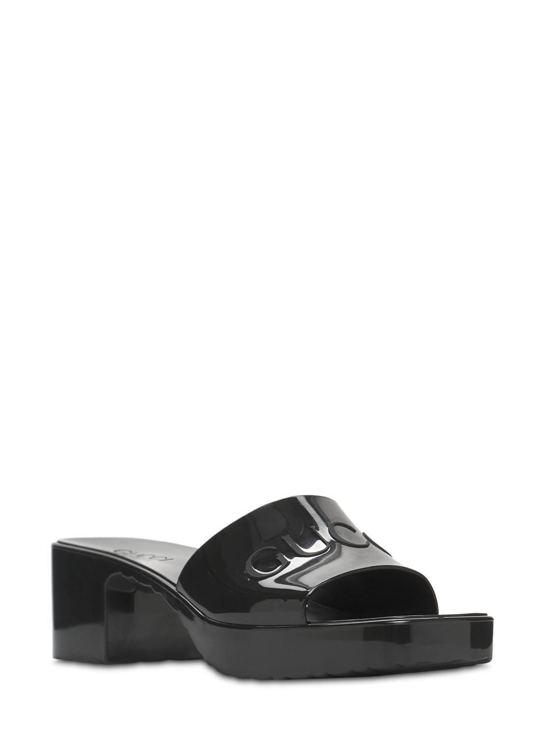 Shop Gucci 60mm Rubber Slide Sandals In Black