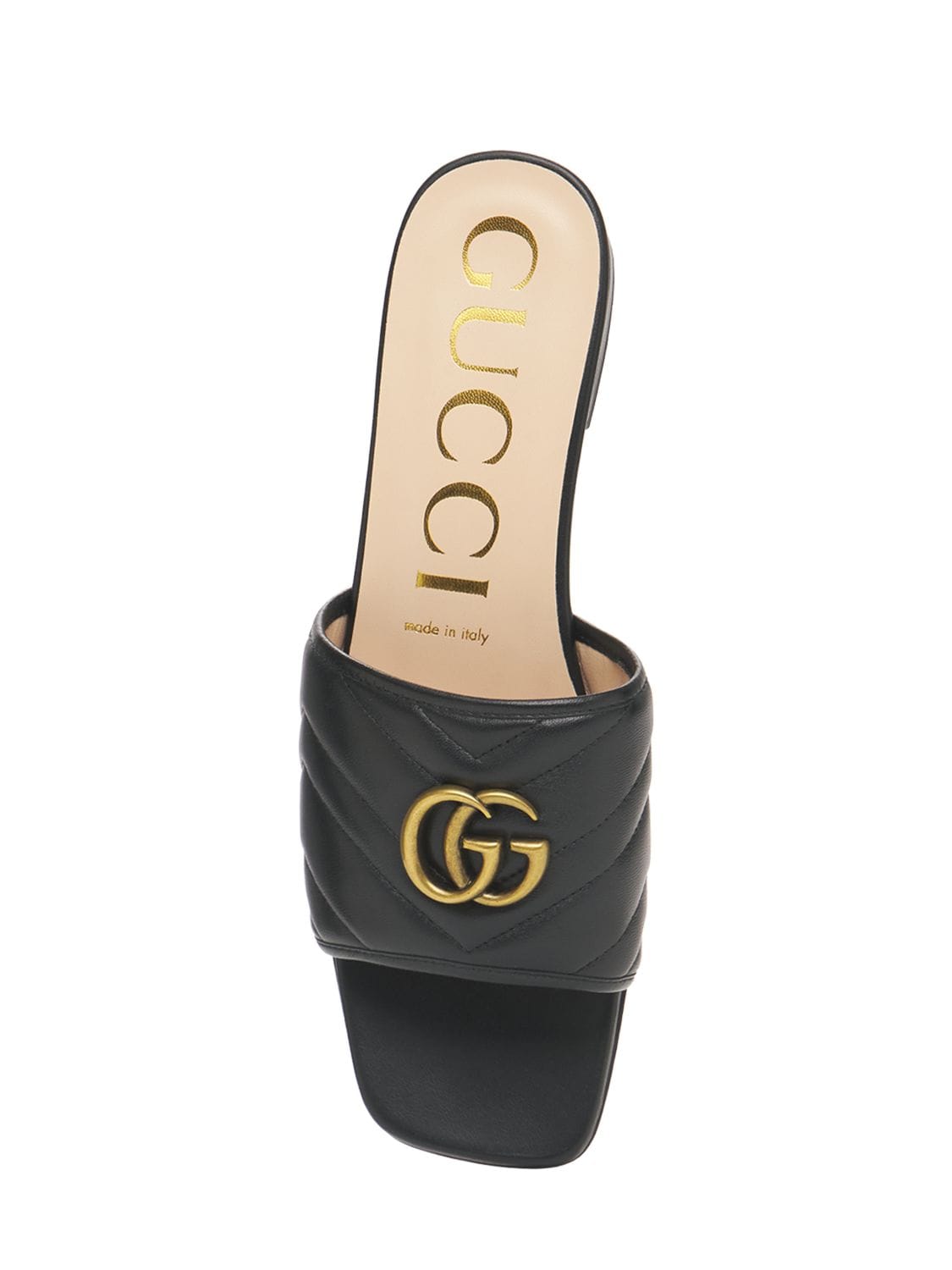 Shop Gucci 10mm Leather Slides In Black