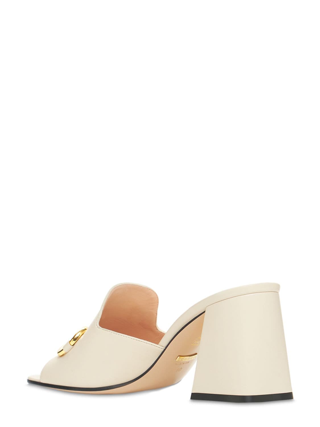 Shop Gucci 75mm Baby Leather Mules W/ Horsebit In White