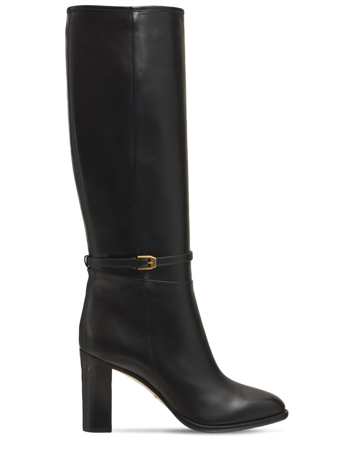 Gucci 85mm Finn Tall Leather Boots In Black