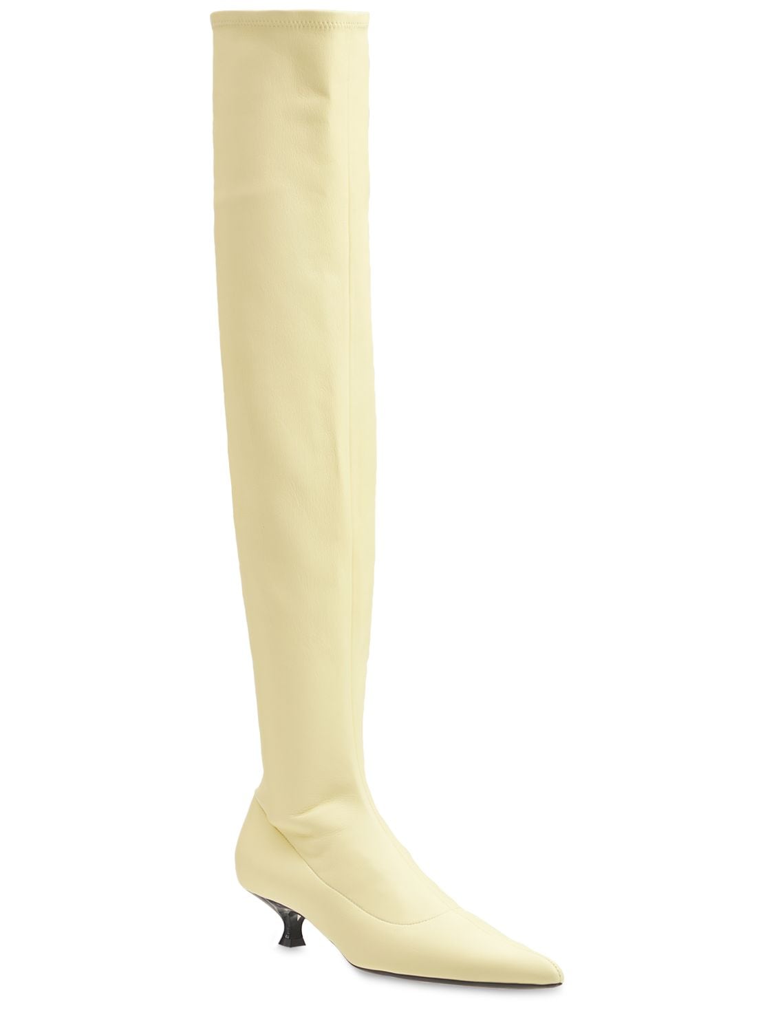 Khaite Volos Point-toe Over-the-knee Leather Boots In Cream | ModeSens