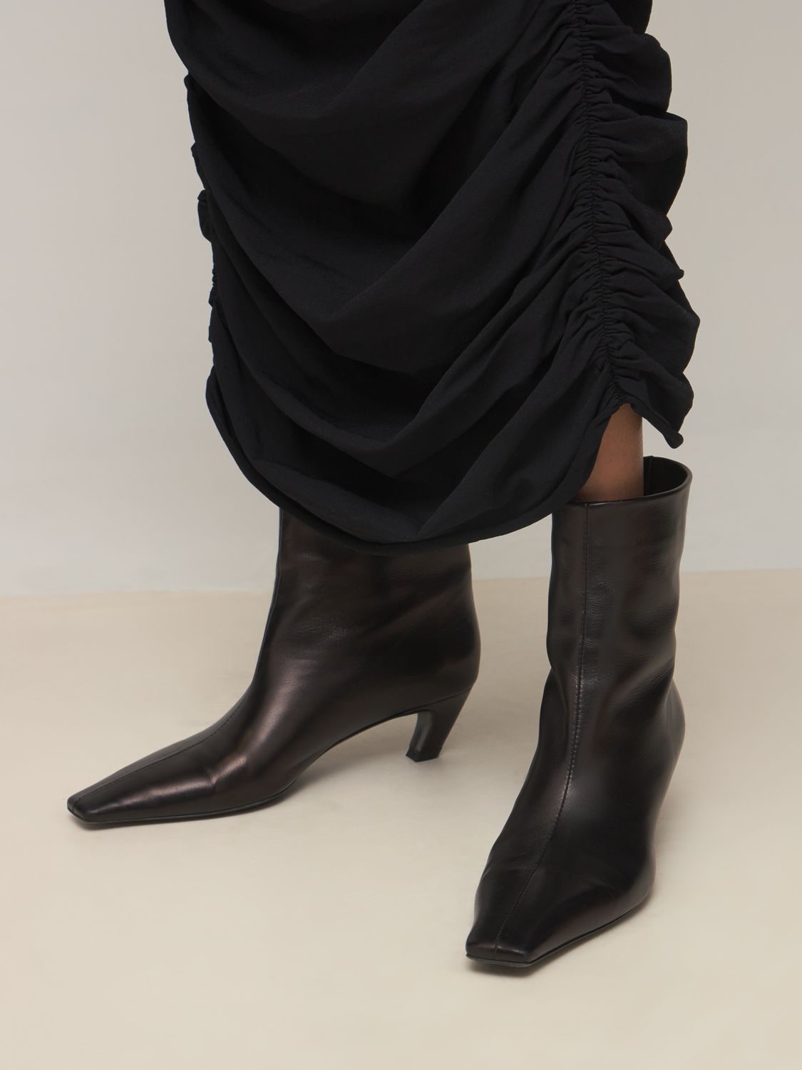 Shop Khaite 50mm Arizona Leather Ankle Boots In Black