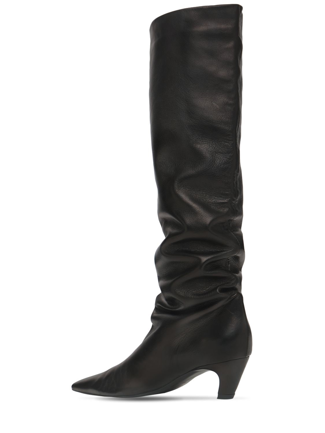 Shop Khaite 50mm Davis Leather Tall Boots In Black