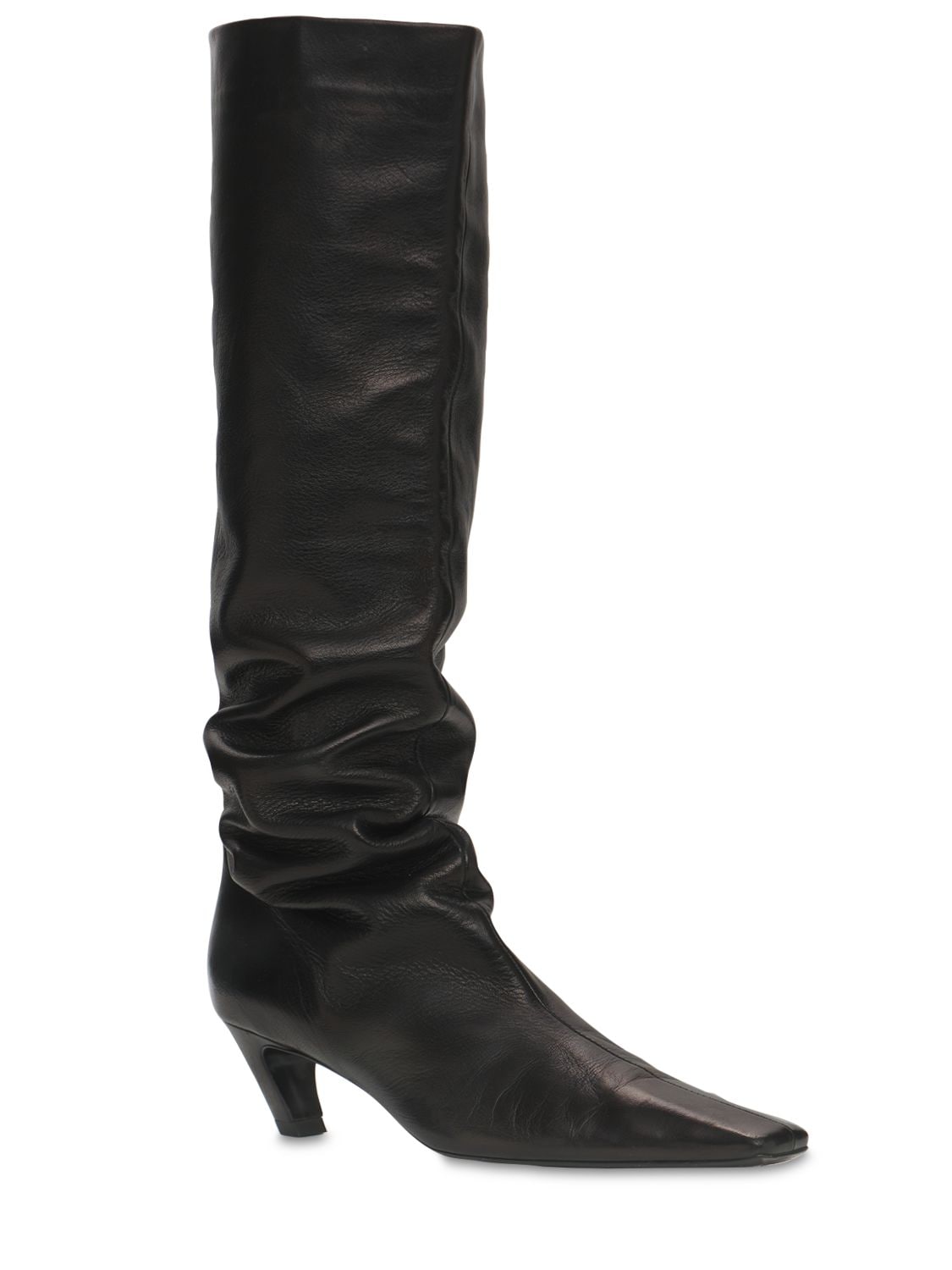 Shop Khaite 50mm Davis Leather Tall Boots In Black