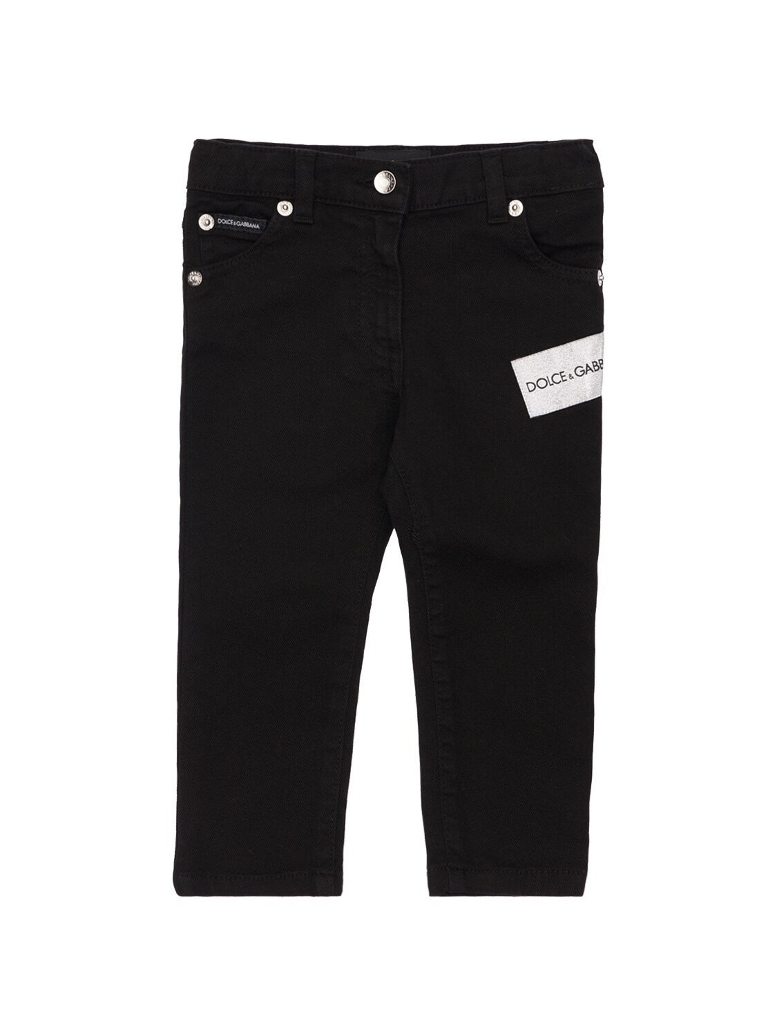 Dolce & Gabbana Kids' Embellished Cotton Denim Jeans In Black