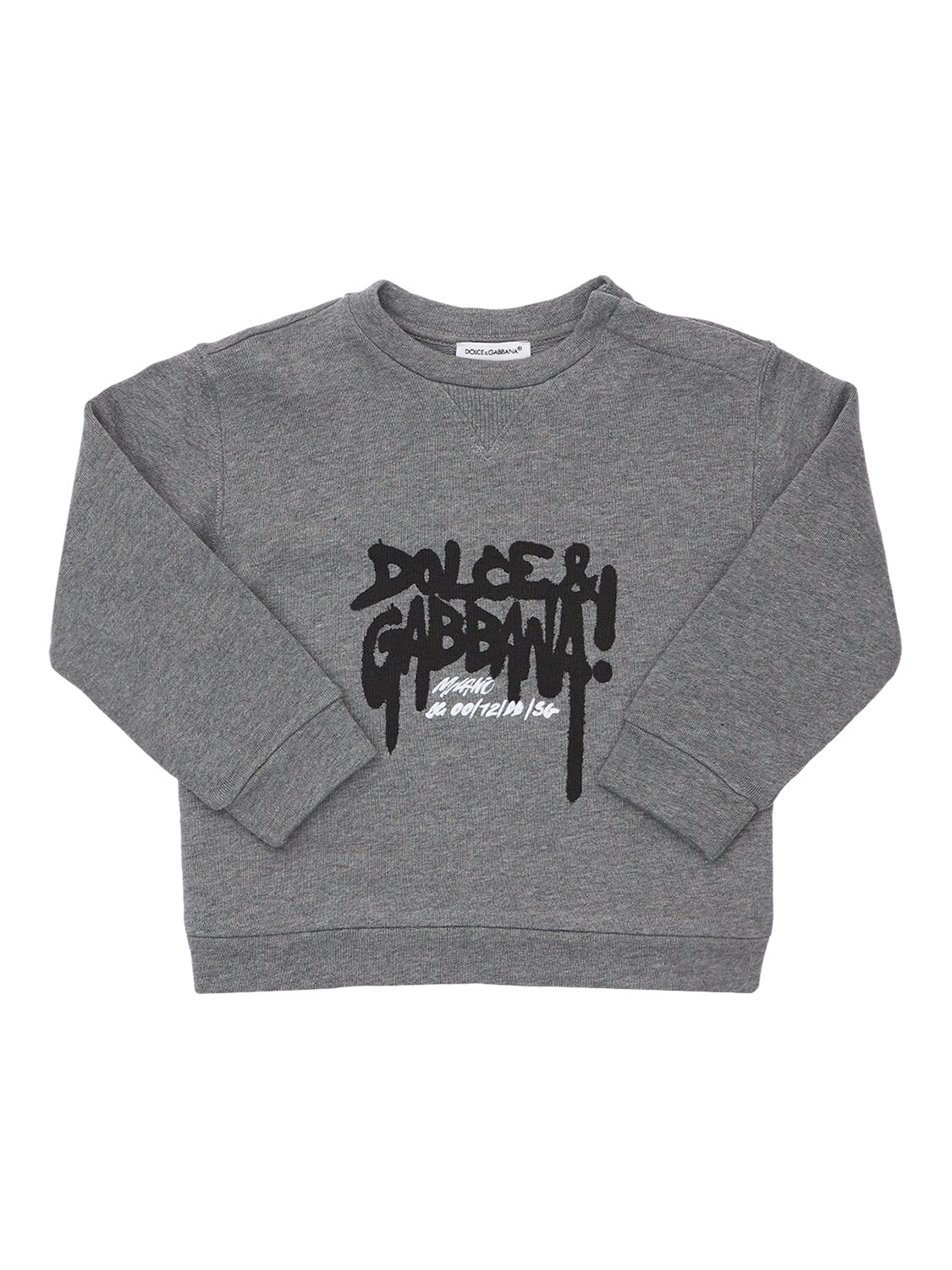 Dolce & Gabbana Kids' Logo Print Cotton Sweatshirt In Grey