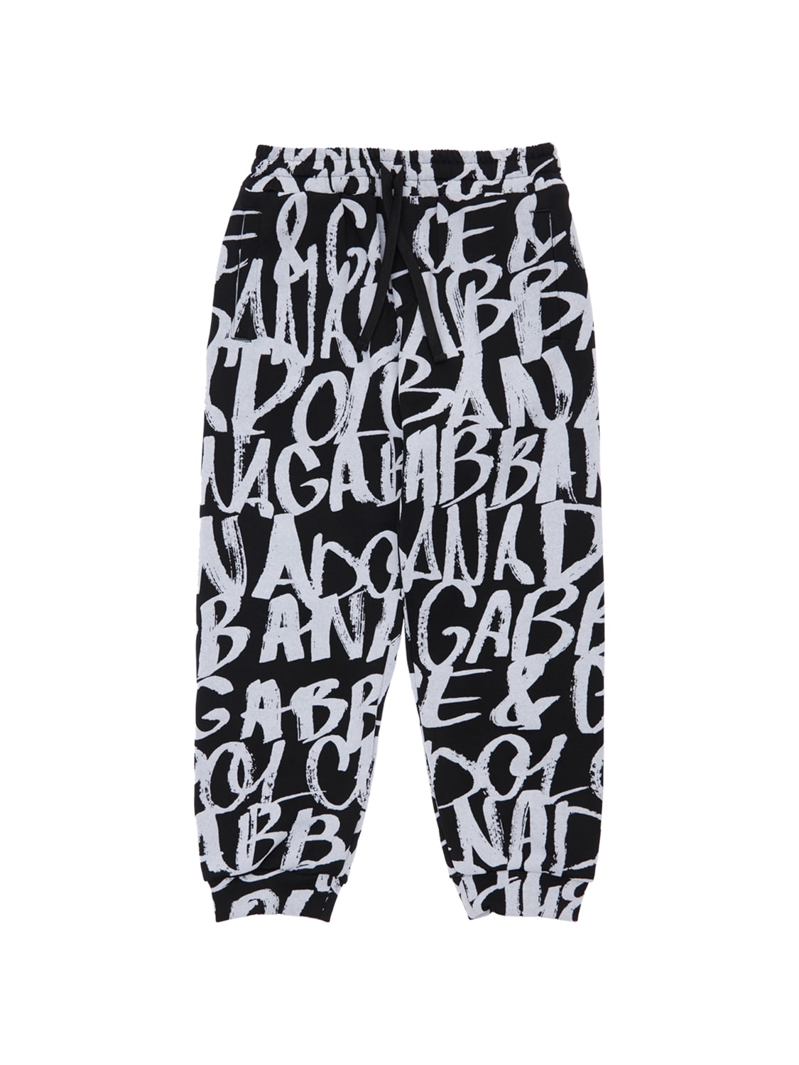 Dolce & Gabbana Kids' Logo印花棉质运动裤 In Чёрный,белый