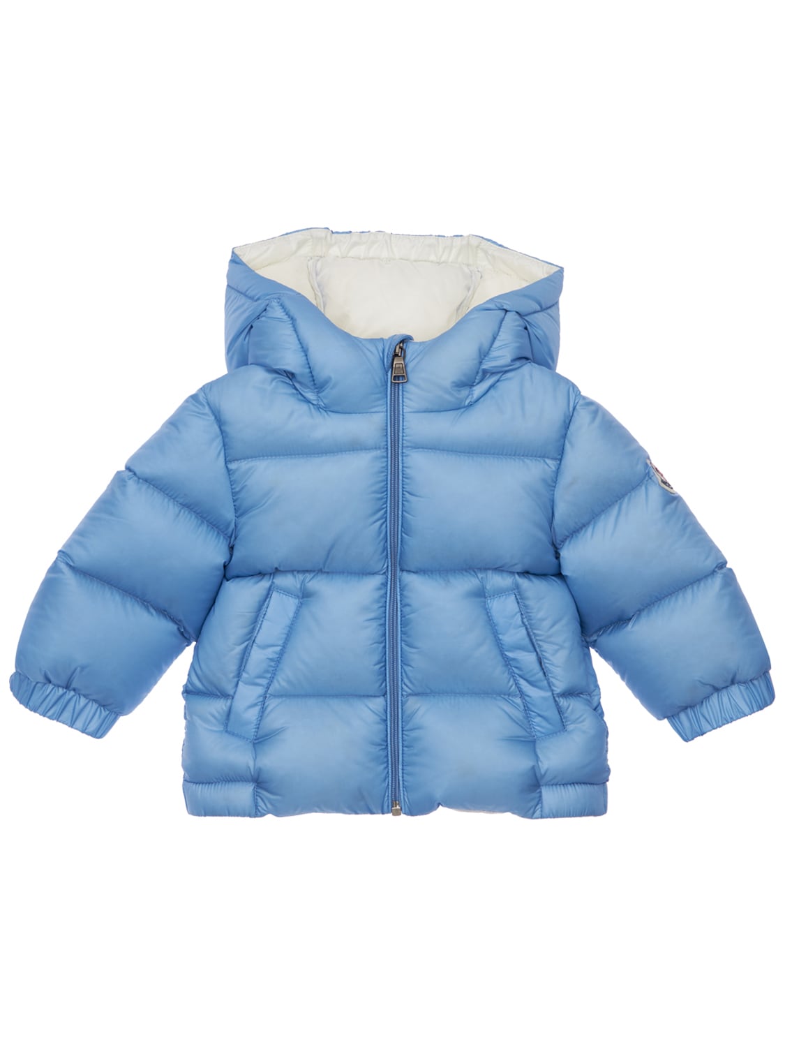 Moncler Kids' New Macaire Hooded Nylon Down Jacket In Light Blue