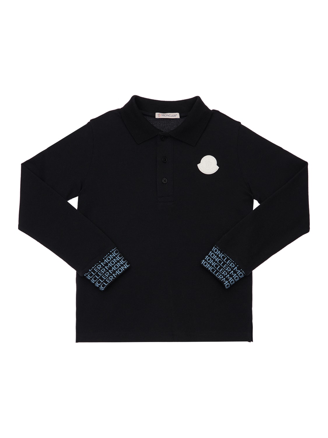 Moncler Kids' Logo Cotton Piquet Polo Shirt In Black