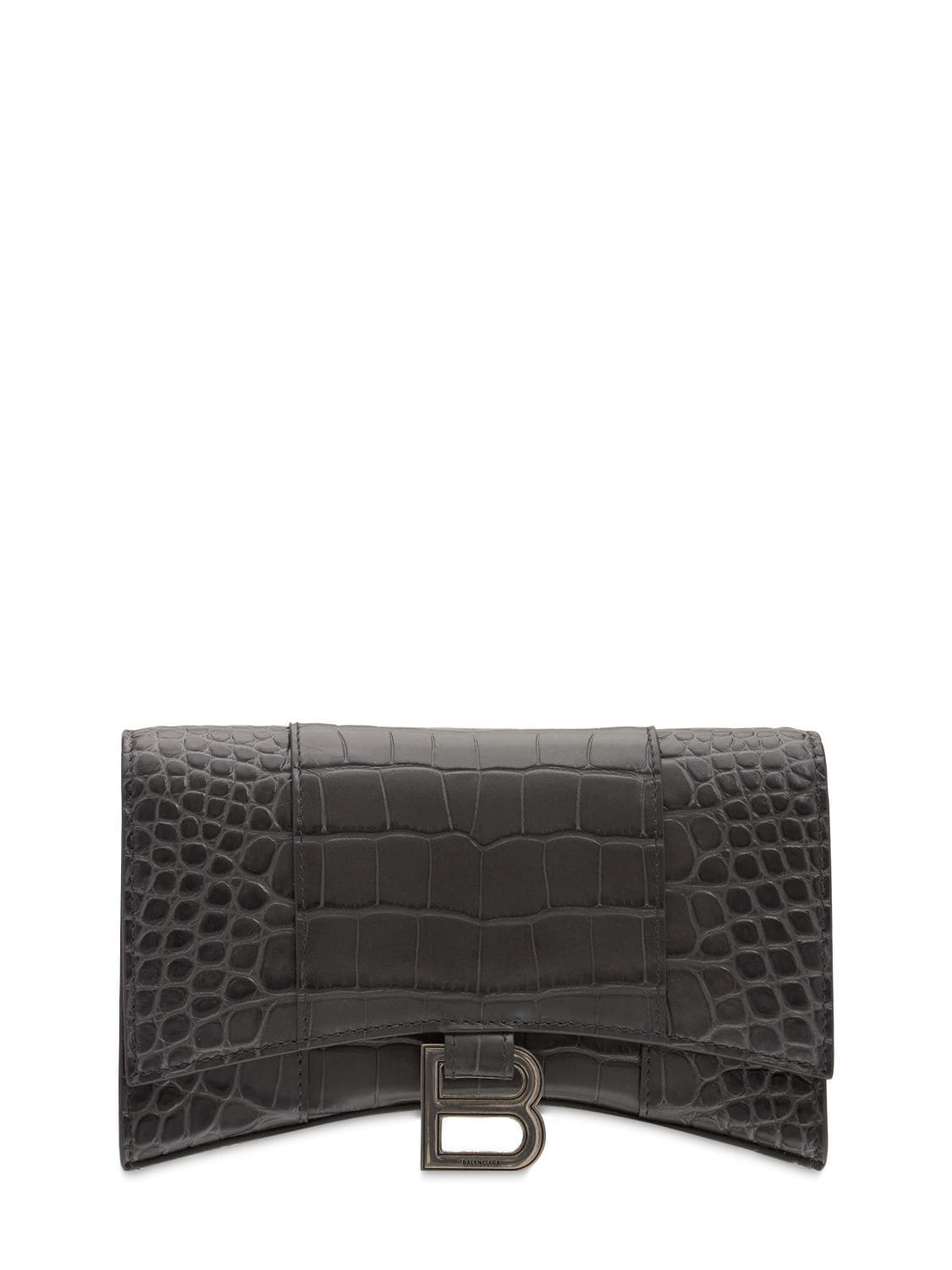 genstand Tilskyndelse Overskyet Balenciaga Hourglass Embossed Leather Chain Wallet In Dark Grey | ModeSens