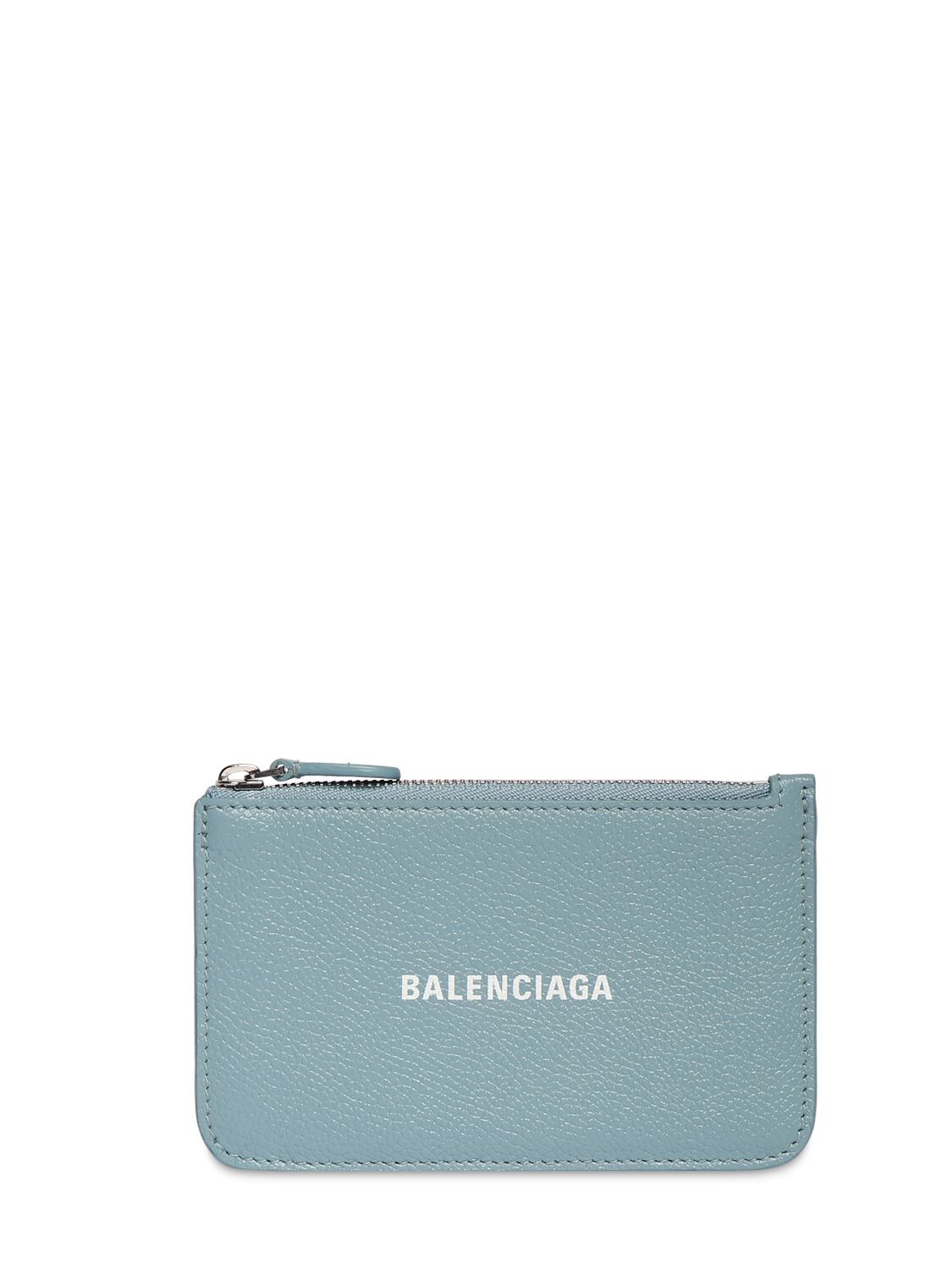 Balenciaga Zipped Leather Coin Wallet In Blue Grey