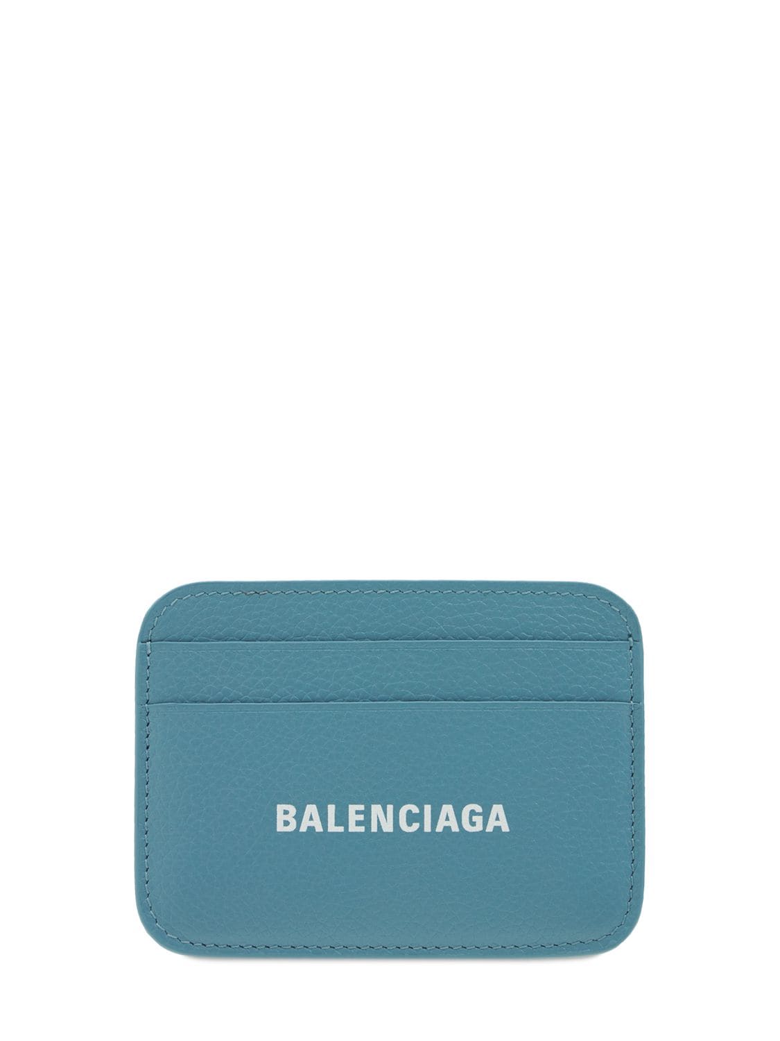 Balenciaga Leather Card Holder In 蓝灰色