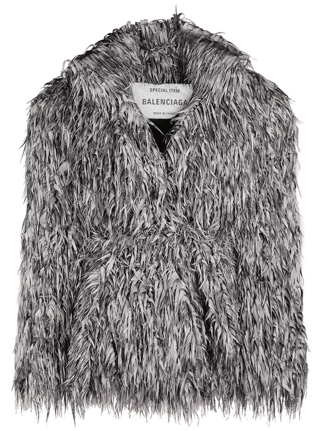 Balenciaga Laser Cut Faux Fur Jacket In 白色,黑色