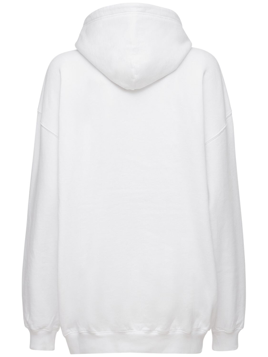 Shop Balenciaga Logo Hooded Cotton Jersey Sweatshirt In White,black